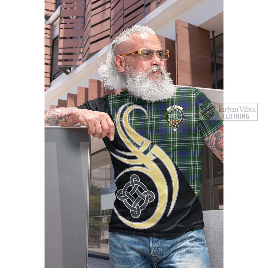 Blyth Tartan Cotton T-shirt with Family Crest and Celtic Symbol Style Men's Shirt - Tartan Vibes Clothing