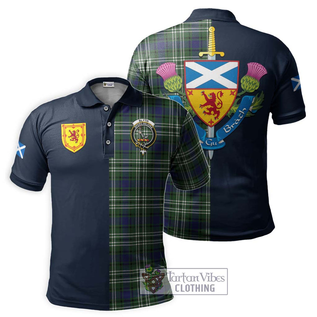Blyth Tartan Polo Shirt Alba with Scottish Lion Royal Arm Half Style Kid - Tartan Vibes Clothing