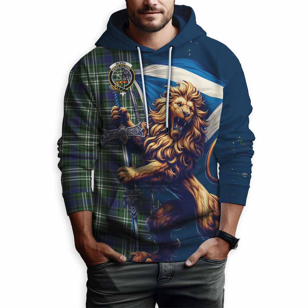 Blyth Tartan Family Crest Hoodie with Scottish Majestic Lion Zip Hoodie - Tartan Vibes Clothing