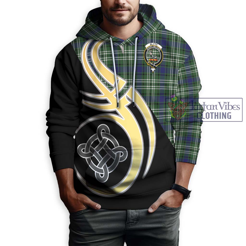 Blyth Tartan Hoodie with Family Crest and Celtic Symbol Style Zip Hoodie - Tartan Vibes Clothing