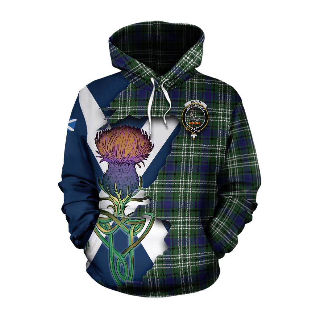 Tartan Vibes Clothing Blyth Tartan Family Crest Cotton Hoodie Scottish Thistle Celtic Inspired
