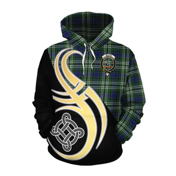 Blyth Tartan Cotton Hoodie with Family Crest and Celtic Symbol Style Pullover Hoodie XS - Tartan Vibes Clothing
