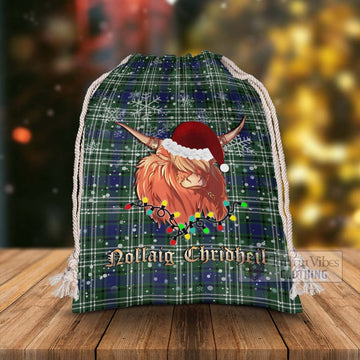 Tartan Vibes Clothing Blyth Tartan Christmas Santa's Bag with Highland Cow