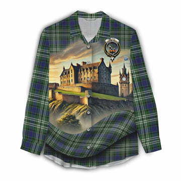 Blyth Tartan Family Crest Women's Casual Shirt with Scottish Ancient Castle Style Female - Tartan Vibes Clothing