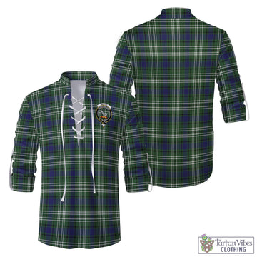 Blyth Tartan Men's Scottish Traditional Jacobite Ghillie Kilt Shirt with Family Crest Men - Tartan Vibes Clothing