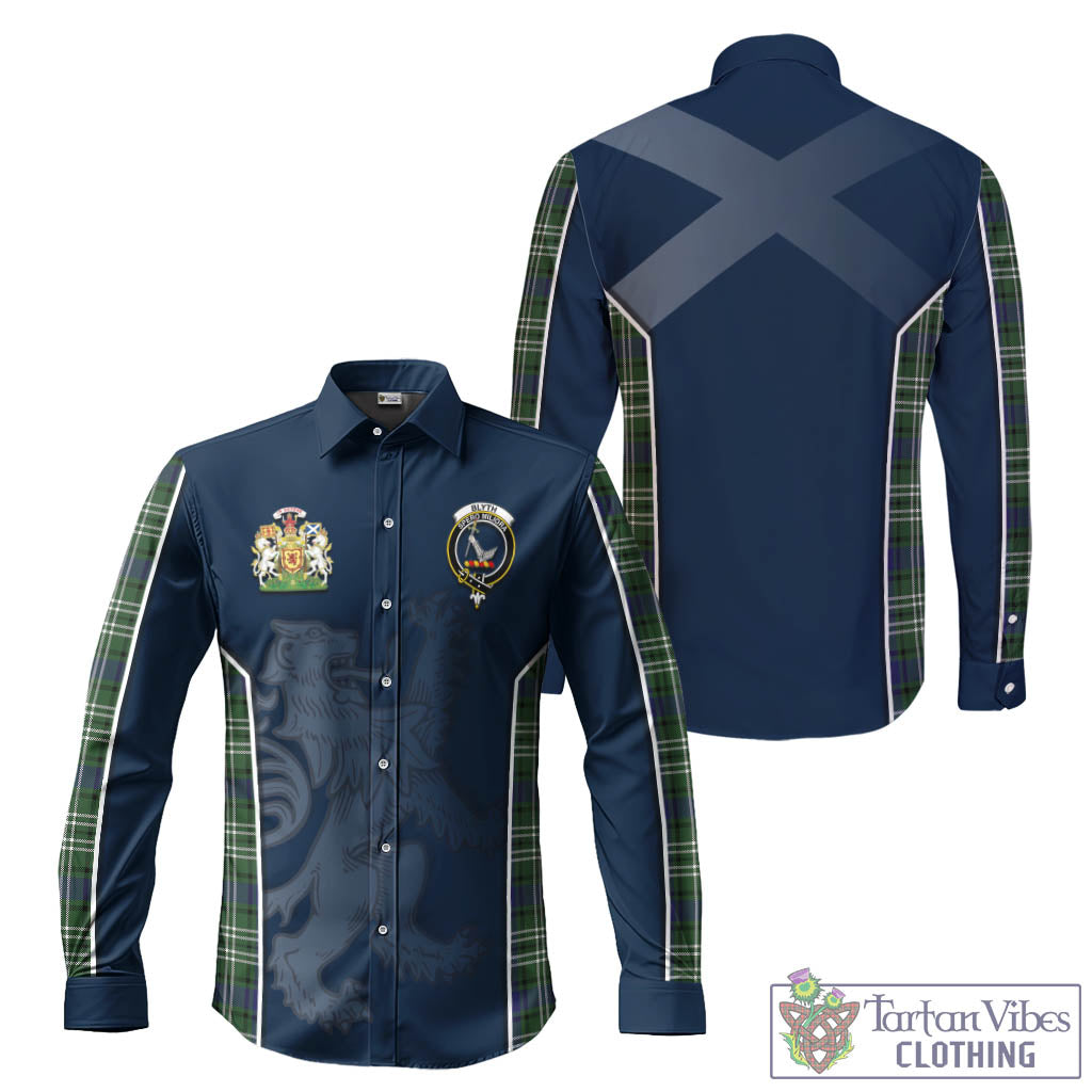 Tartan Vibes Clothing Blyth Tartan Long Sleeve Button Up Shirt with Family Crest and Lion Rampant Vibes Sport Style