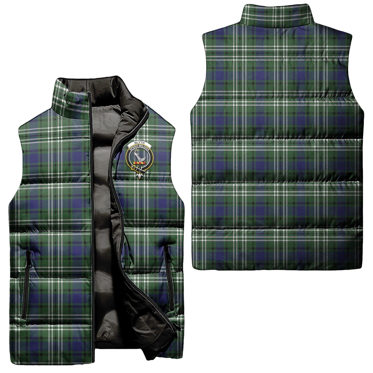 Blyth Tartan Sleeveless Puffer Jacket with Family Crest Unisex - Tartan Vibes Clothing