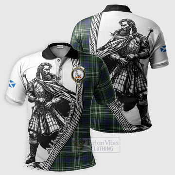 Blyth Tartan Clan Crest Polo Shirt with Highlander Warrior Celtic Style