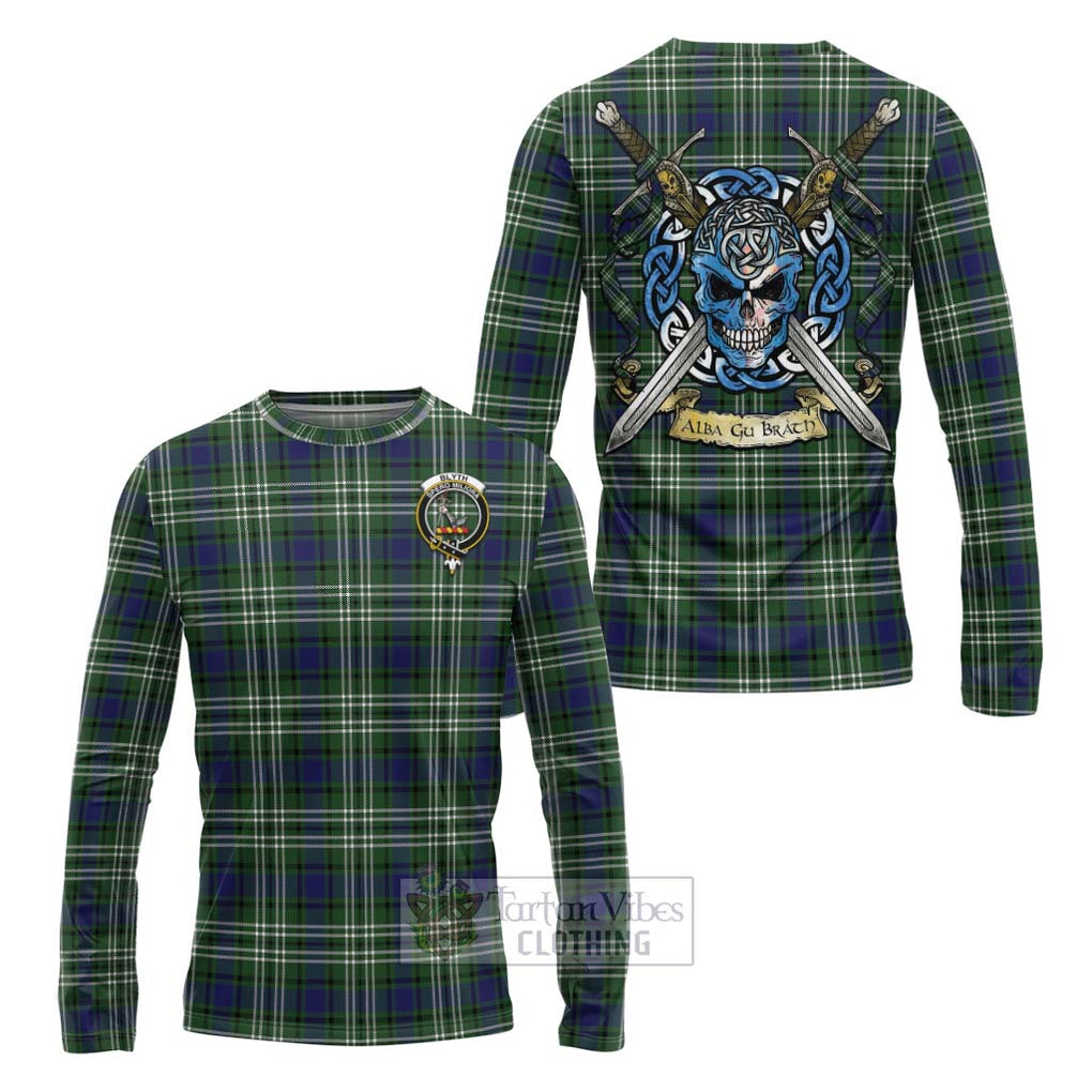 Blyth Tartan Long Sleeve T-Shirt with Family Crest Celtic Skull Style Unisex - Tartan Vibes Clothing