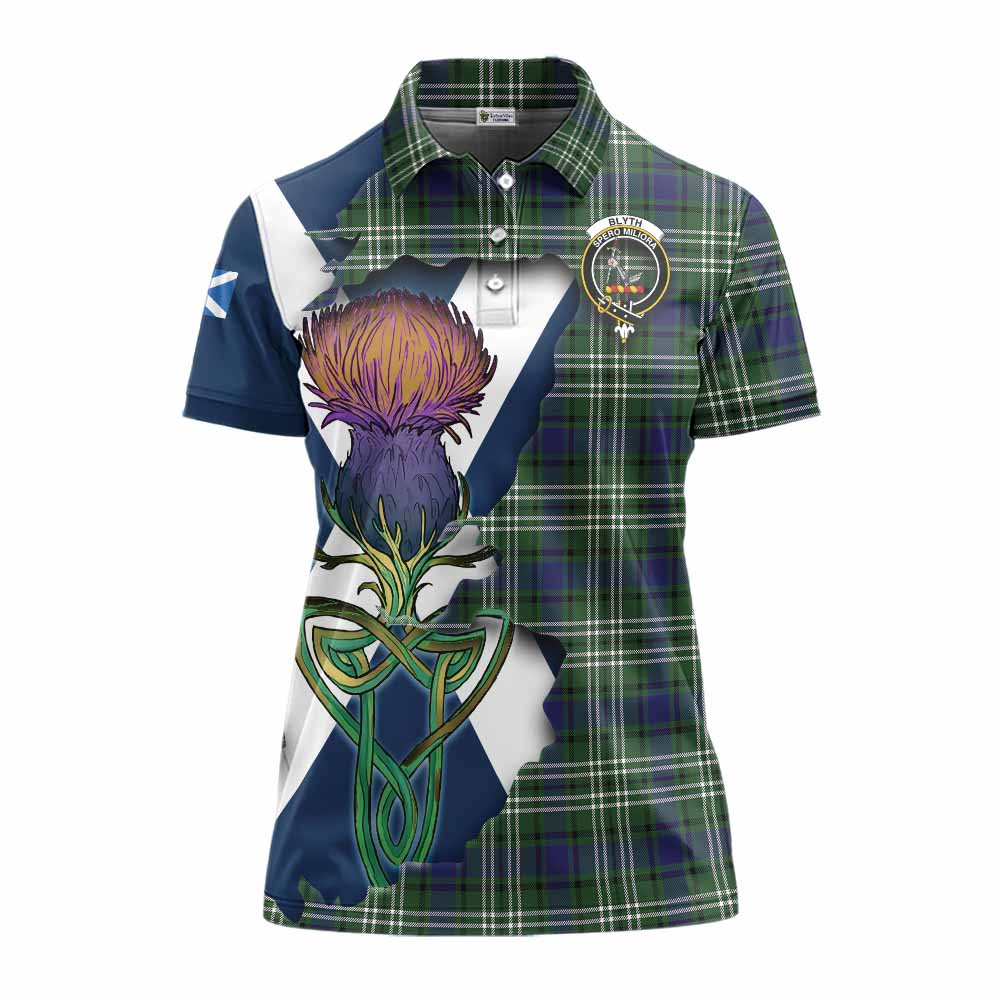 Tartan Vibes Clothing Blyth Tartan Family Crest Women's Polo Shirt Scottish Thistle Celtic Inspired