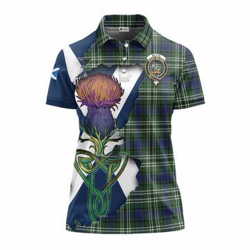 Tartan Vibes Clothing Blyth Tartan Family Crest Women's Polo Shirt Scottish Thistle Celtic Inspired