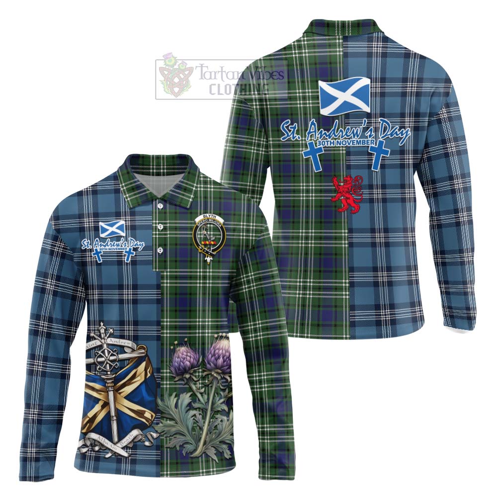 Blyth Tartan Long Sleeve Polo Shirt Happy St. Andrew's Day Half Tartan Style Unisex - Tartan Vibes Clothing