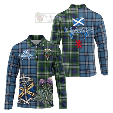 Blyth Tartan Long Sleeve Polo Shirt Happy St. Andrew's Day Half Tartan Style Unisex - Tartan Vibes Clothing
