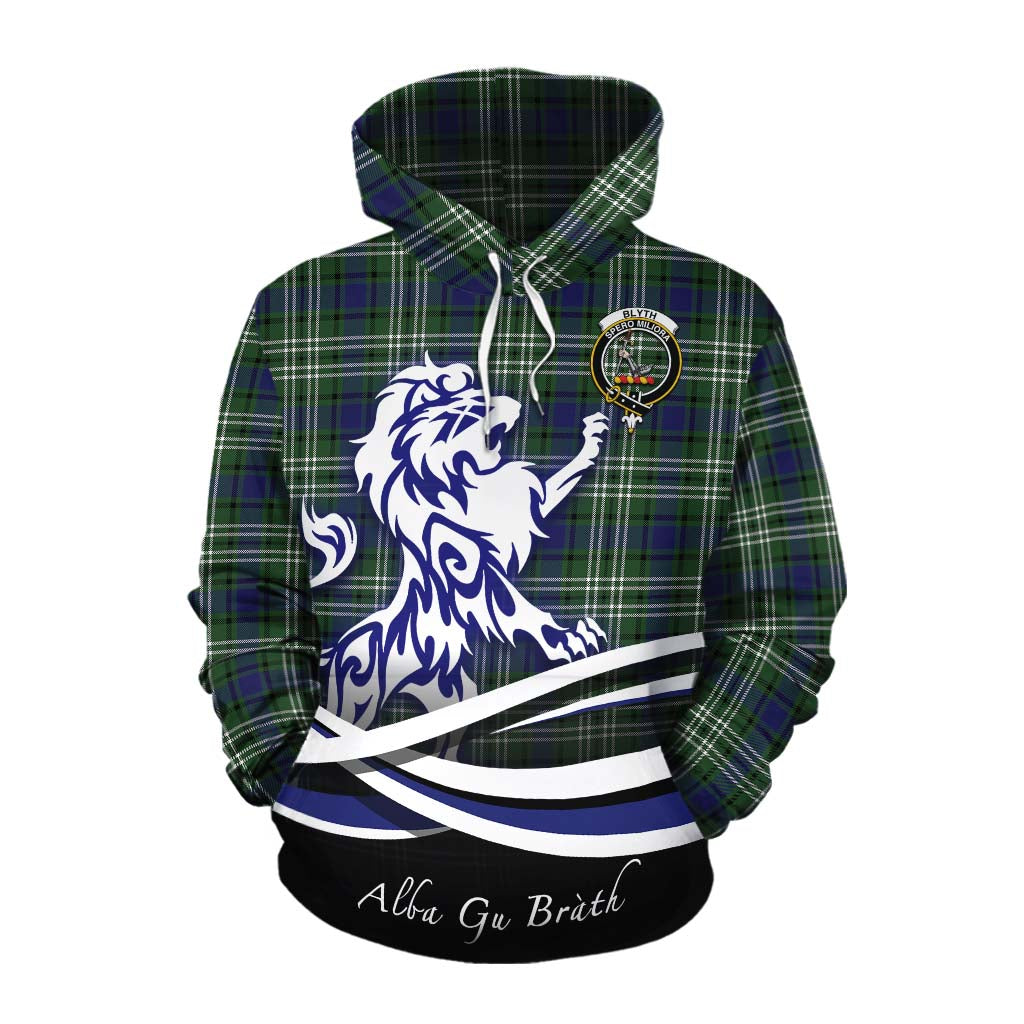 Blyth Tartan Cotton Hoodie with Alba Gu Brath Regal Lion Emblem Pullover Hoodie XS - Tartan Vibes Clothing