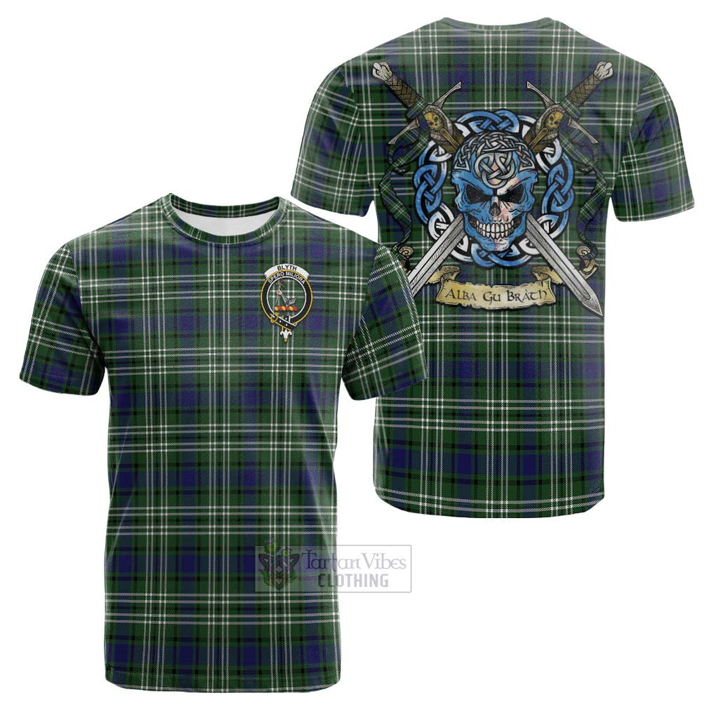 Blyth Tartan Cotton T-shirt with Family Crest Celtic Skull Style Kid's Shirt - Tartan Vibes Clothing