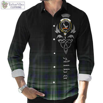 Tartan Vibes Clothing Blyth Tartan Long Sleeve Button Up Featuring Alba Gu Brath Family Crest Celtic Inspired