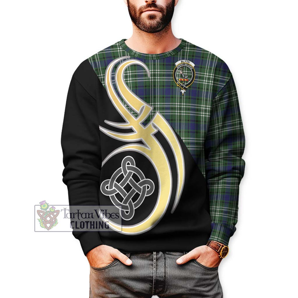 Blyth Tartan Sweatshirt with Family Crest and Celtic Symbol Style Unisex - Tartan Vibes Clothing