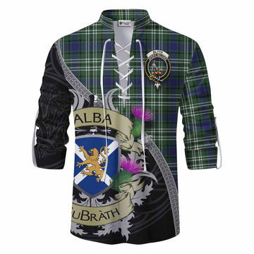 Blyth Tartan Family Crest Ghillie Kilt Shirt Lion Rampant Royal Thistle Shield Celtic Inspired Men - Tartan Vibes Clothing