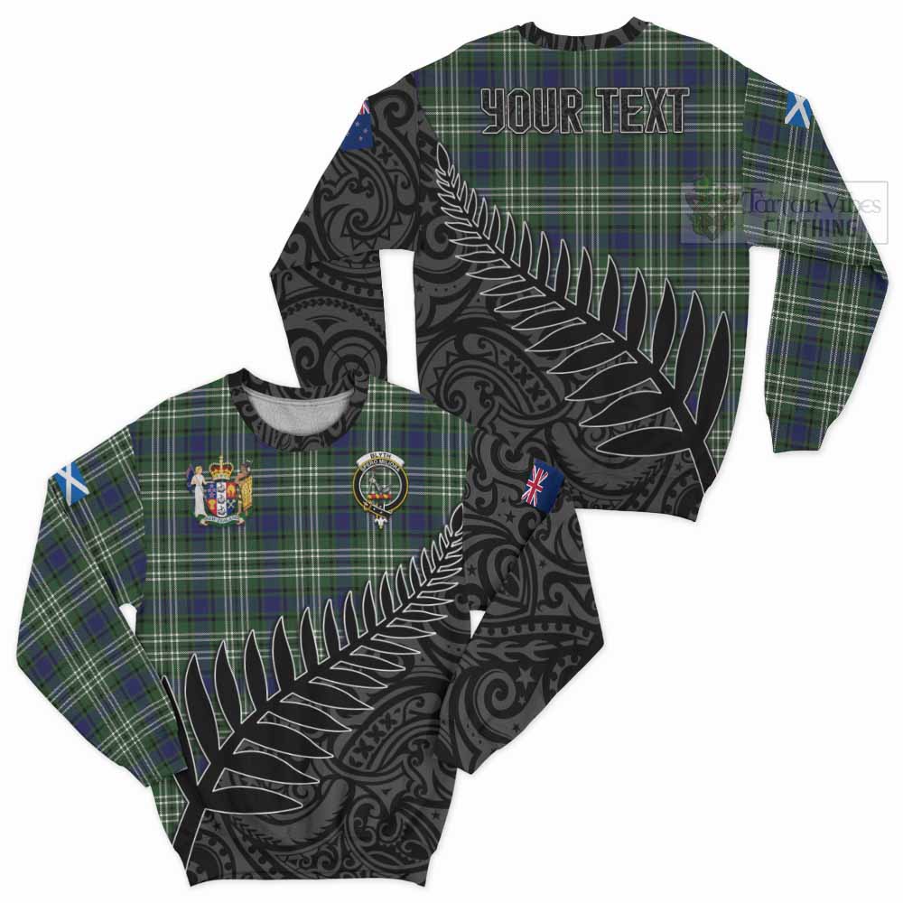 Tartan Vibes Clothing Blyth Crest Tartan Sweatshirt with New Zealand Silver Fern Half Style