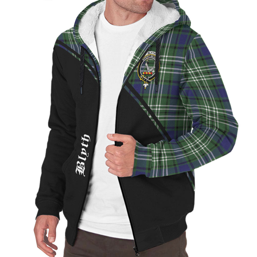 Blyth Tartan Sherpa Hoodie with Family Crest Curve Style Unisex - Tartan Vibes Clothing