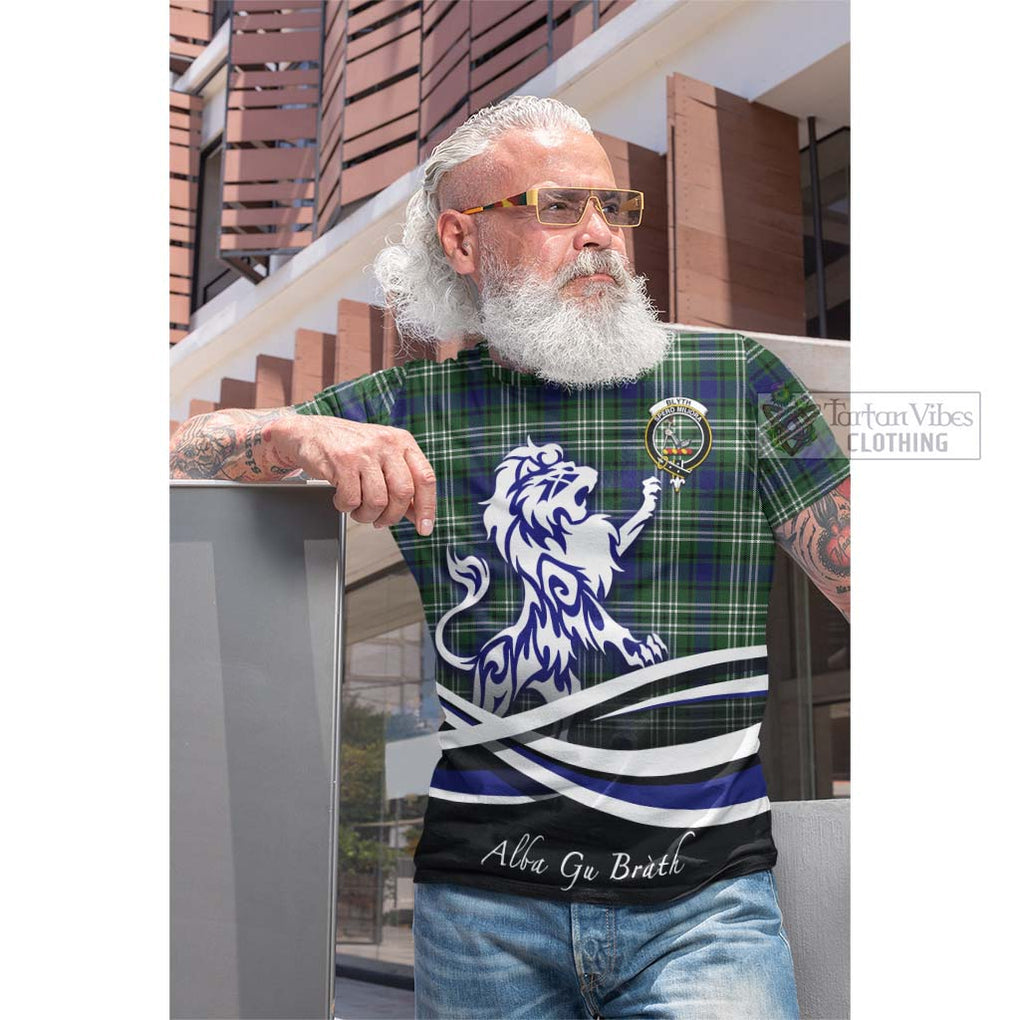 Blyth Tartan Cotton T-shirt with Alba Gu Brath Regal Lion Emblem Men's Shirt - Tartan Vibes Clothing