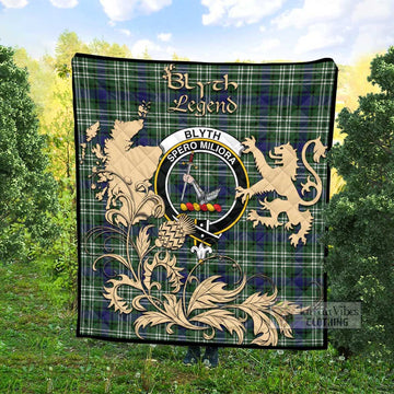 Tartan Vibes Clothing Blyth Tartan Quilt with Family Crest and Scottish Symbol Style