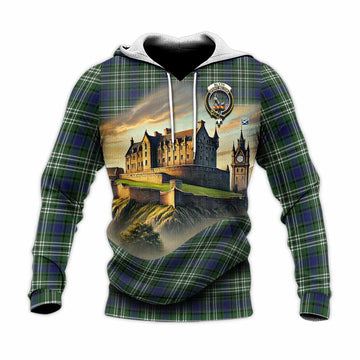 Blyth Tartan Family Crest Knitted Hoodie with Scottish Ancient Castle Style Unisex Knitted Pullover Hoodie - Tartan Vibes Clothing