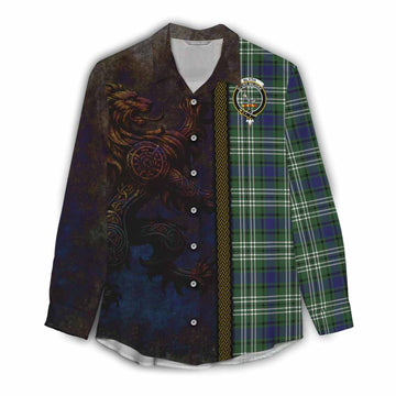Blyth Tartan Family Crest Women's Casual Shirt Alba Gu Brath Be Brave Lion Ancient Style Female - Tartan Vibes Clothing