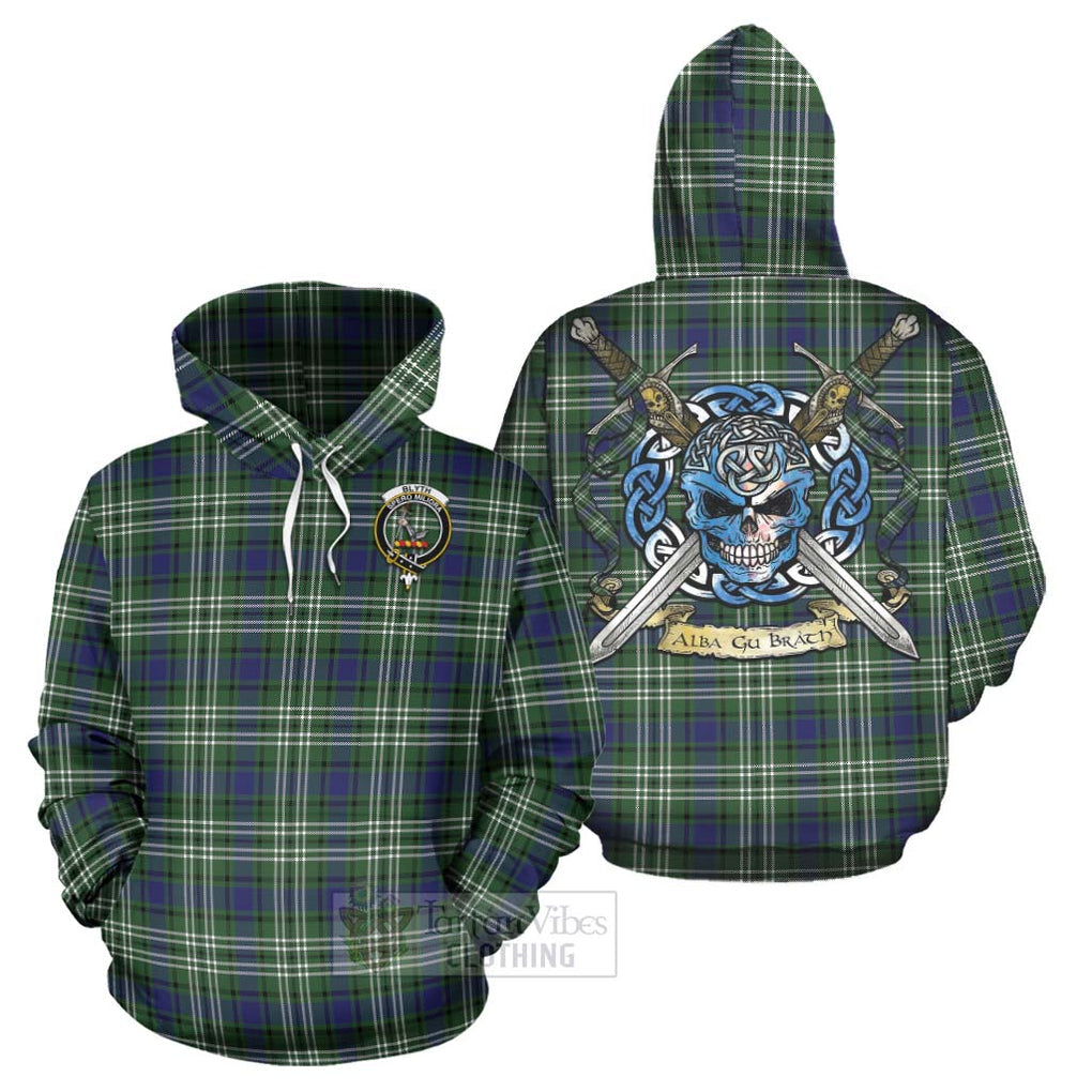 Blyth Tartan Hoodie with Family Crest Celtic Skull Style Zip Hoodie - Tartan Vibes Clothing