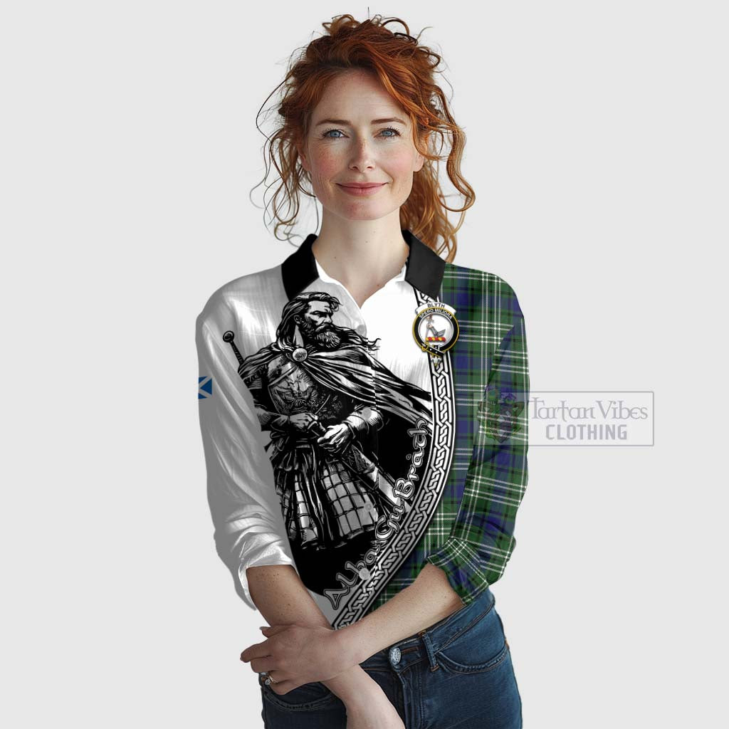 Blyth Tartan Clan Crest Women's Casual Shirt with Highlander Warrior Celtic Style Female - Tartan Vibes Clothing