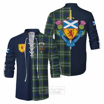 Blyth Tartan Ghillie Kilt Shirt Alba with Scottish Lion Royal Arm Half Style Men - Tartan Vibes Clothing