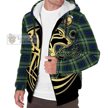 Blyth Tartan Sherpa Hoodie with Family Crest Celtic Wolf Style Unisex S - Tartan Vibes Clothing