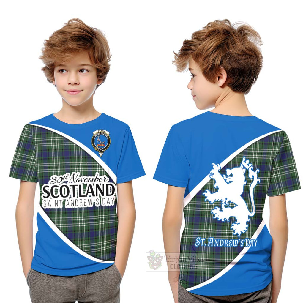 Tartan Vibes Clothing Blyth Family Crest Tartan Kid T-Shirt Celebrate Saint Andrew's Day in Style