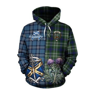 Blyth Tartan Cotton Hoodie Happy St. Andrew's Day Half Tartan Style Pullover Hoodie XS - Tartan Vibes Clothing