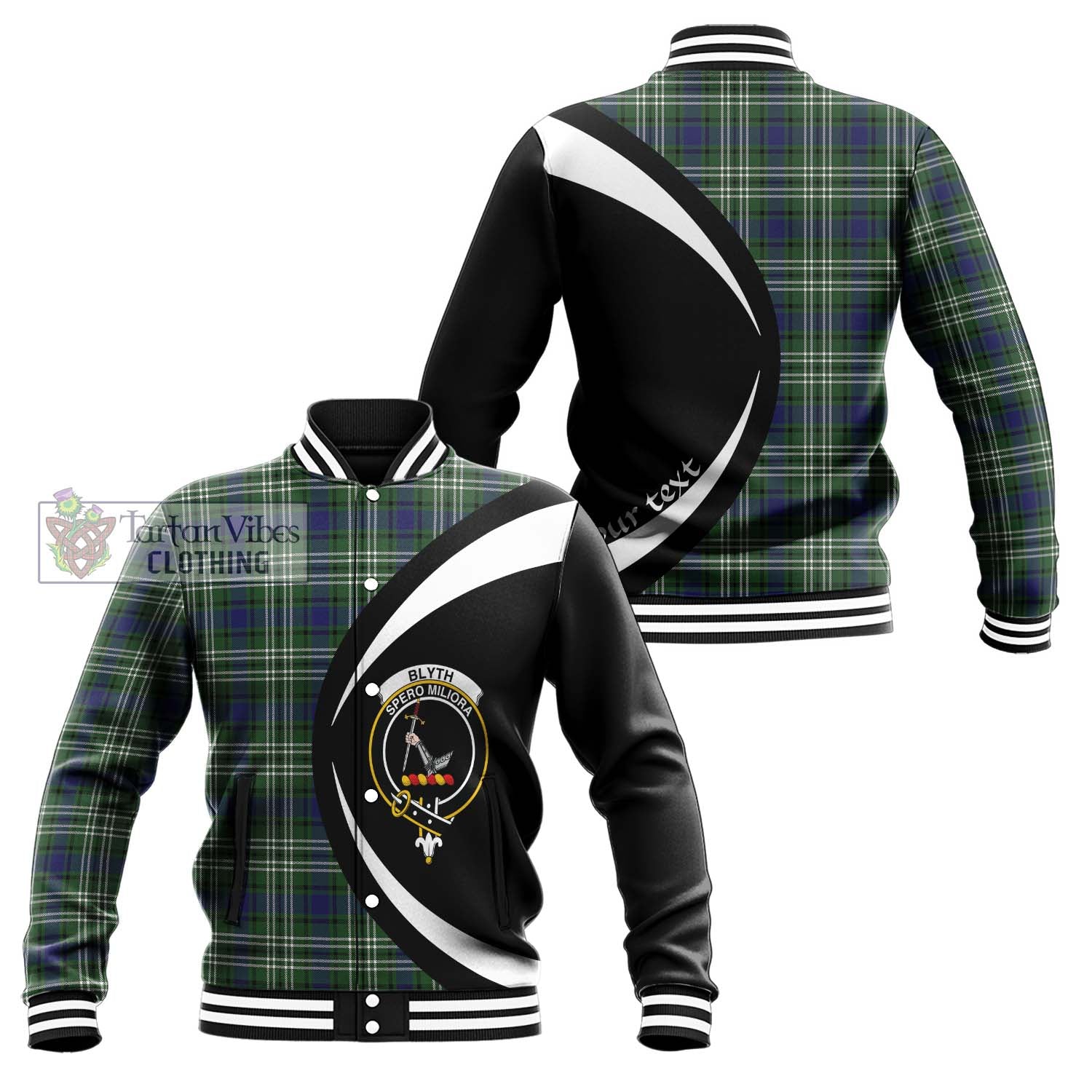 Blyth Tartan Baseball Jacket with Family Crest Circle Style Unisex - Tartan Vibes Clothing