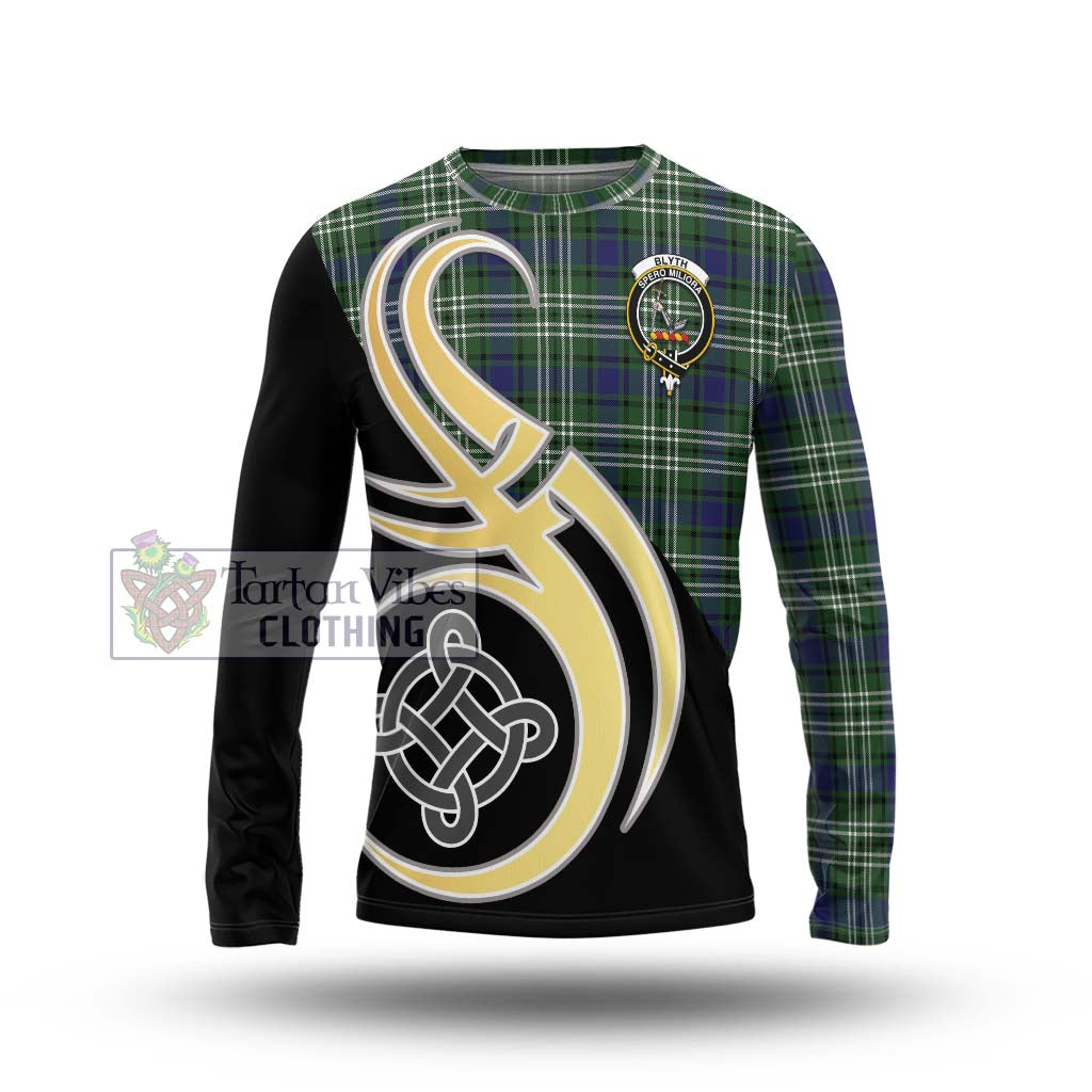 Blyth Tartan Long Sleeve T-Shirt with Family Crest and Celtic Symbol Style Unisex - Tartan Vibes Clothing