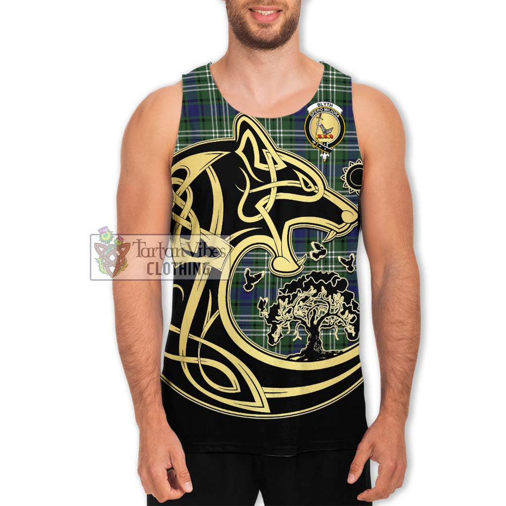 Blyth Tartan Men's Tank Top with Family Crest Celtic Wolf Style Men - Tartan Vibes Clothing