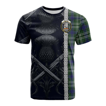 Blyth Tartan Cotton T-shirt with Family Crest Cross Sword Thistle Celtic Vibes Kid's Shirt - Tartan Vibes Clothing