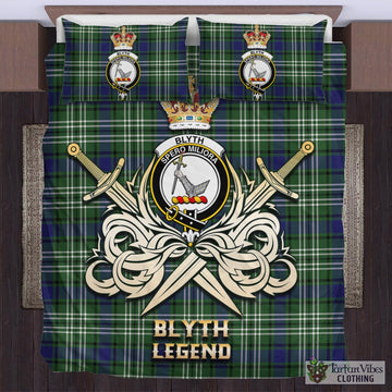 Tartan Vibes Clothing Blyth Tartan Bedding Set with Clan Crest and the Golden Sword of Courageous Legacy