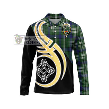Blyth Tartan Long Sleeve Polo Shirt with Family Crest and Celtic Symbol Style Unisex - Tartan Vibes Clothing