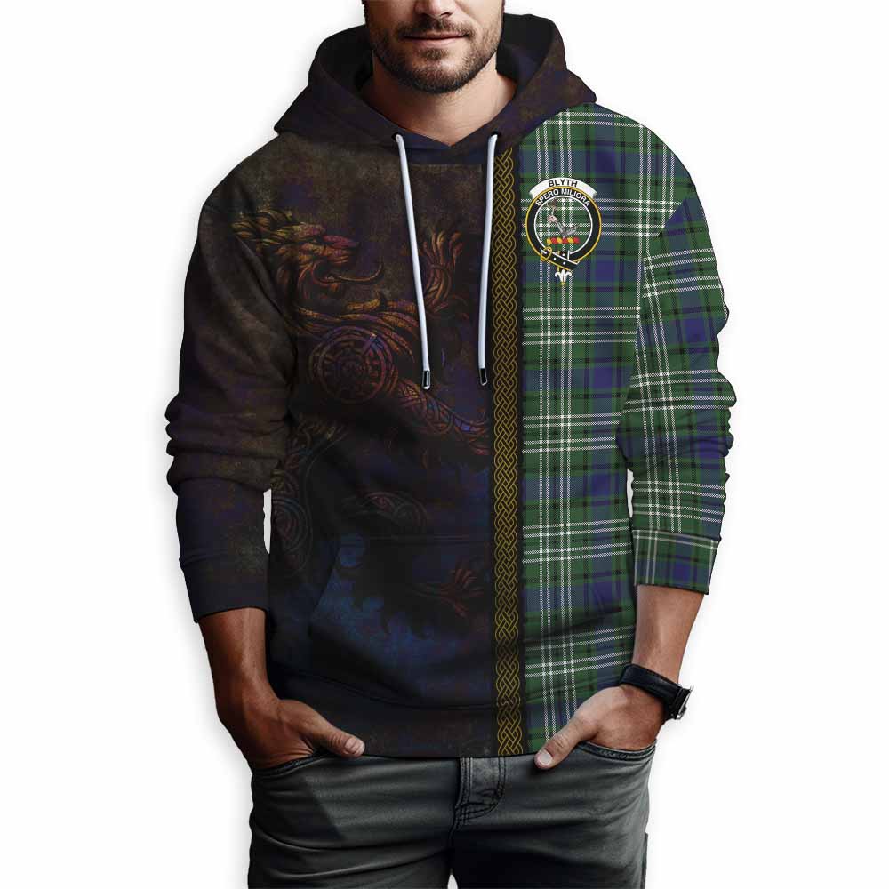 Blyth Tartan Family Crest Hoodie Alba Gu Brath Be Brave Lion Ancient Style Pullover Hoodie - Tartan Vibes Clothing