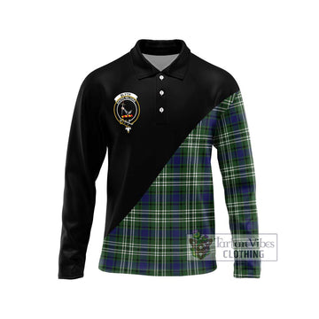 Blyth Tartan Long Sleeve Polo Shirt with Family Crest and Military Logo Style Unisex - Tartan Vibes Clothing