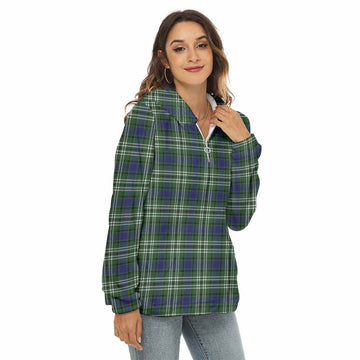 Tartan Vibes Clothing Blyth Tartan Women's Borg  Half Zip Fleece Hoodie