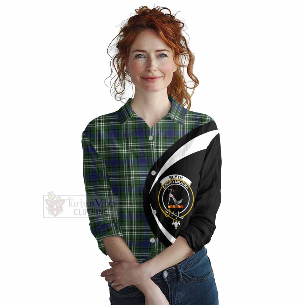 Blyth Tartan Women's Casual Shirt with Family Crest Circle Style Female - Tartan Vibes Clothing