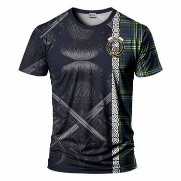 Blyth Tartan T-Shirt with Family Crest Cross Sword Thistle Celtic Vibes Kid's Shirt - Tartan Vibes Clothing