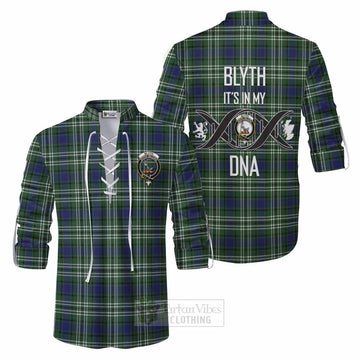 Blyth Tartan Ghillie Kilt Shirt with Family Crest DNA In Me Style Men - Tartan Vibes Clothing