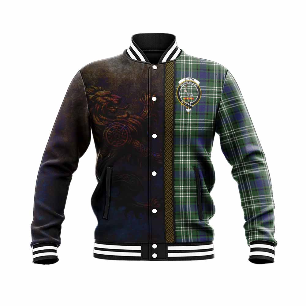 Blyth Tartan Family Crest Baseball Jacket Alba Gu Brath Be Brave Lion Ancient Style Unisex - Tartan Vibes Clothing