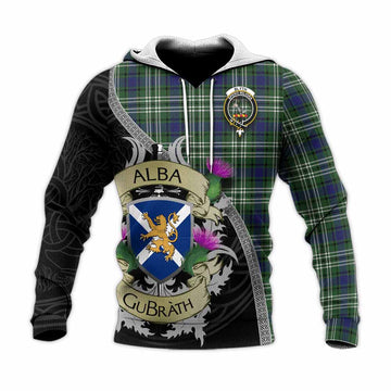 Blyth Tartan Family Crest Knitted Hoodie Lion Rampant Royal Thistle Shield Celtic Inspired Unisex Knitted Pullover Hoodie - Tartan Vibes Clothing