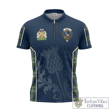 Blyth Tartan Zipper Polo Shirt with Family Crest and Scottish Thistle Vibes Sport Style