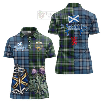 Tartan Vibes Clothing Blyth Tartan Women's Polo Shirt Happy St. Andrew's Day Half Tartan Style